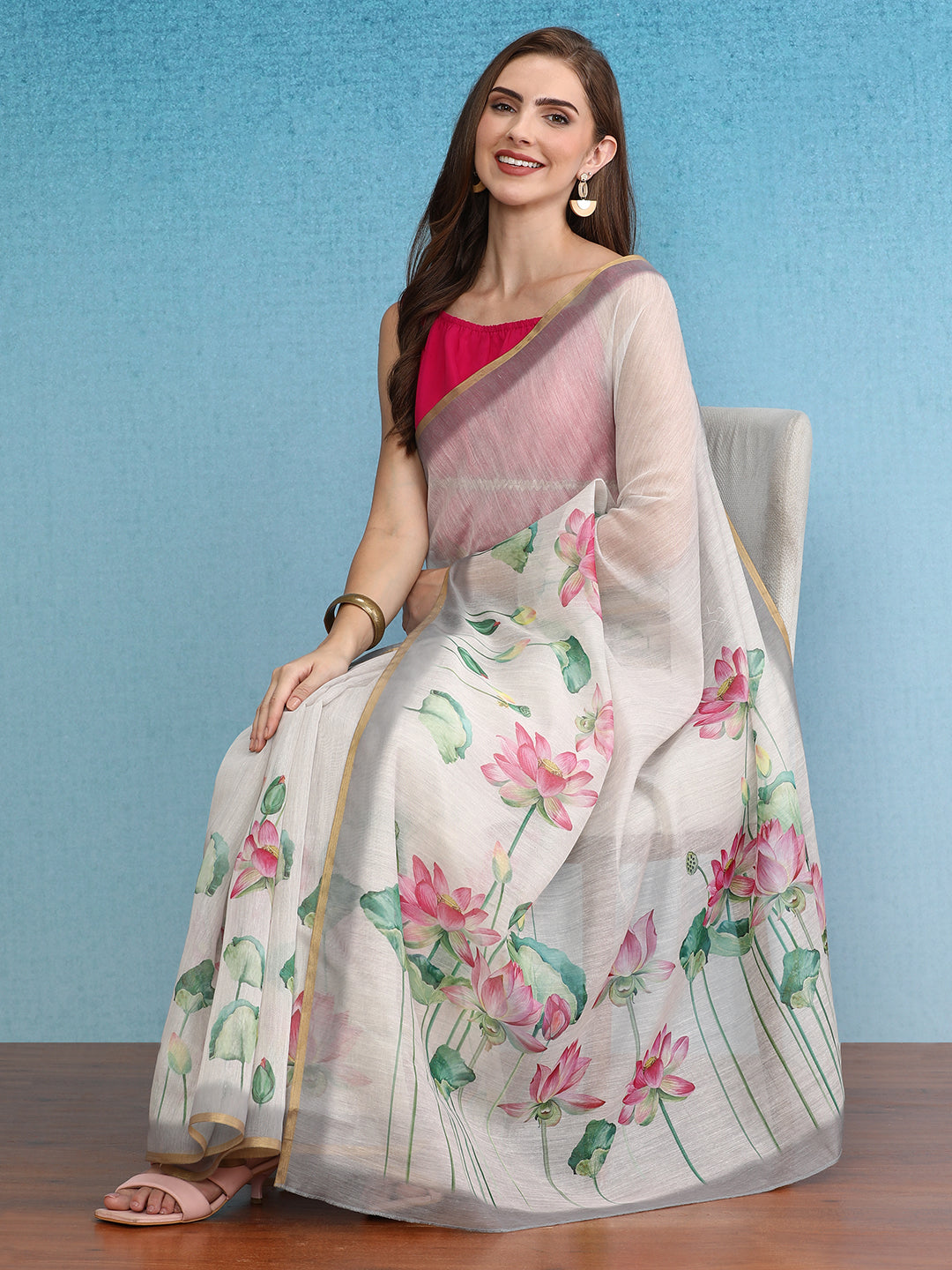Chanderi Cotton Digital Printed Saree