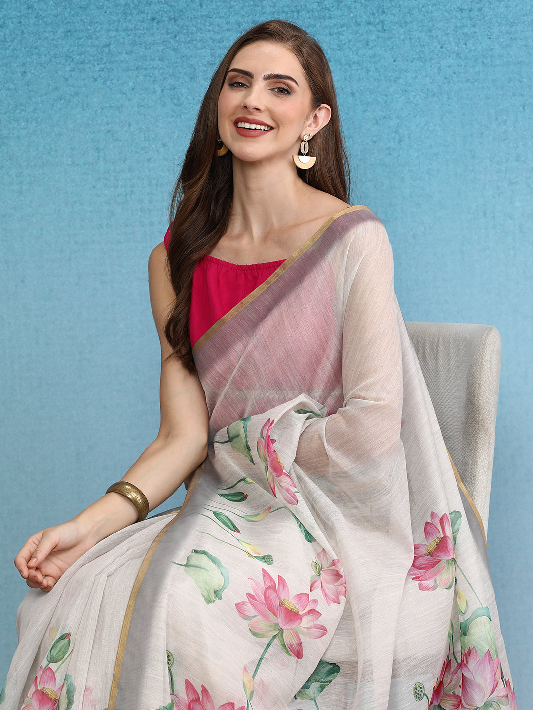 Chanderi Cotton Digital Printed Saree
