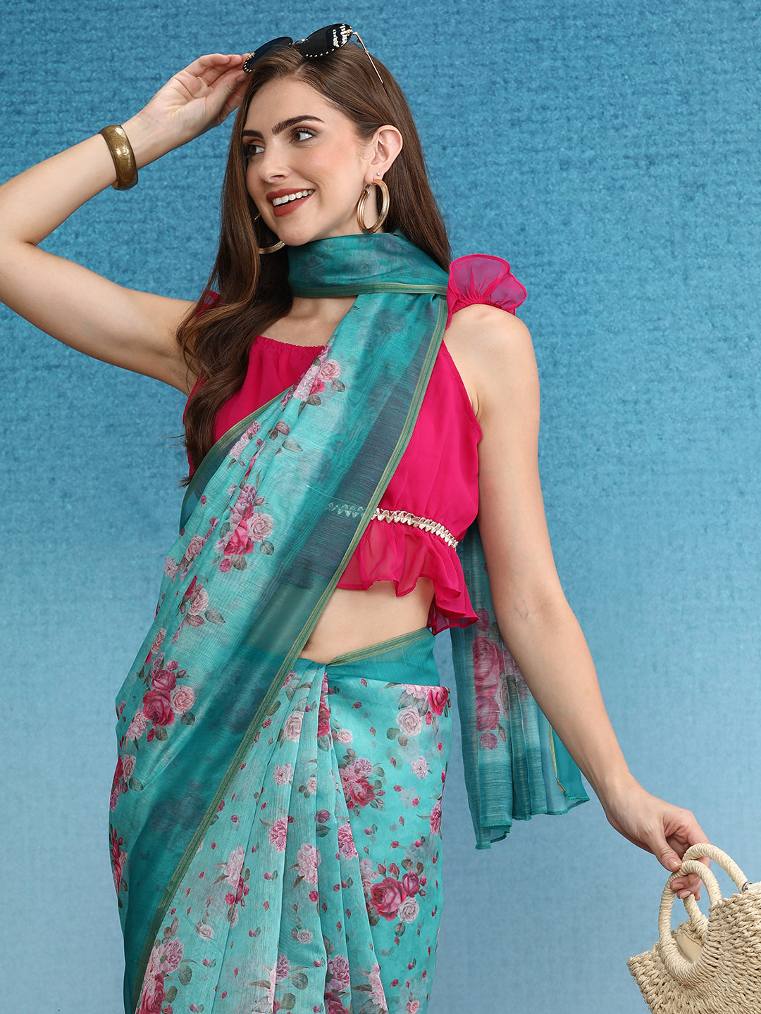 Chanderi Cotton Digital Printed Saree