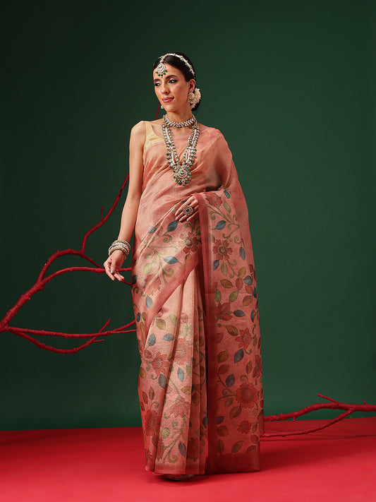 Lightweight Crush Tissue Saree with Matte Glow