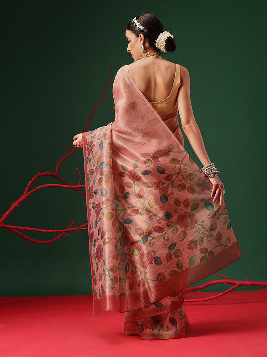 Lightweight Crush Tissue Saree with Matte Glow