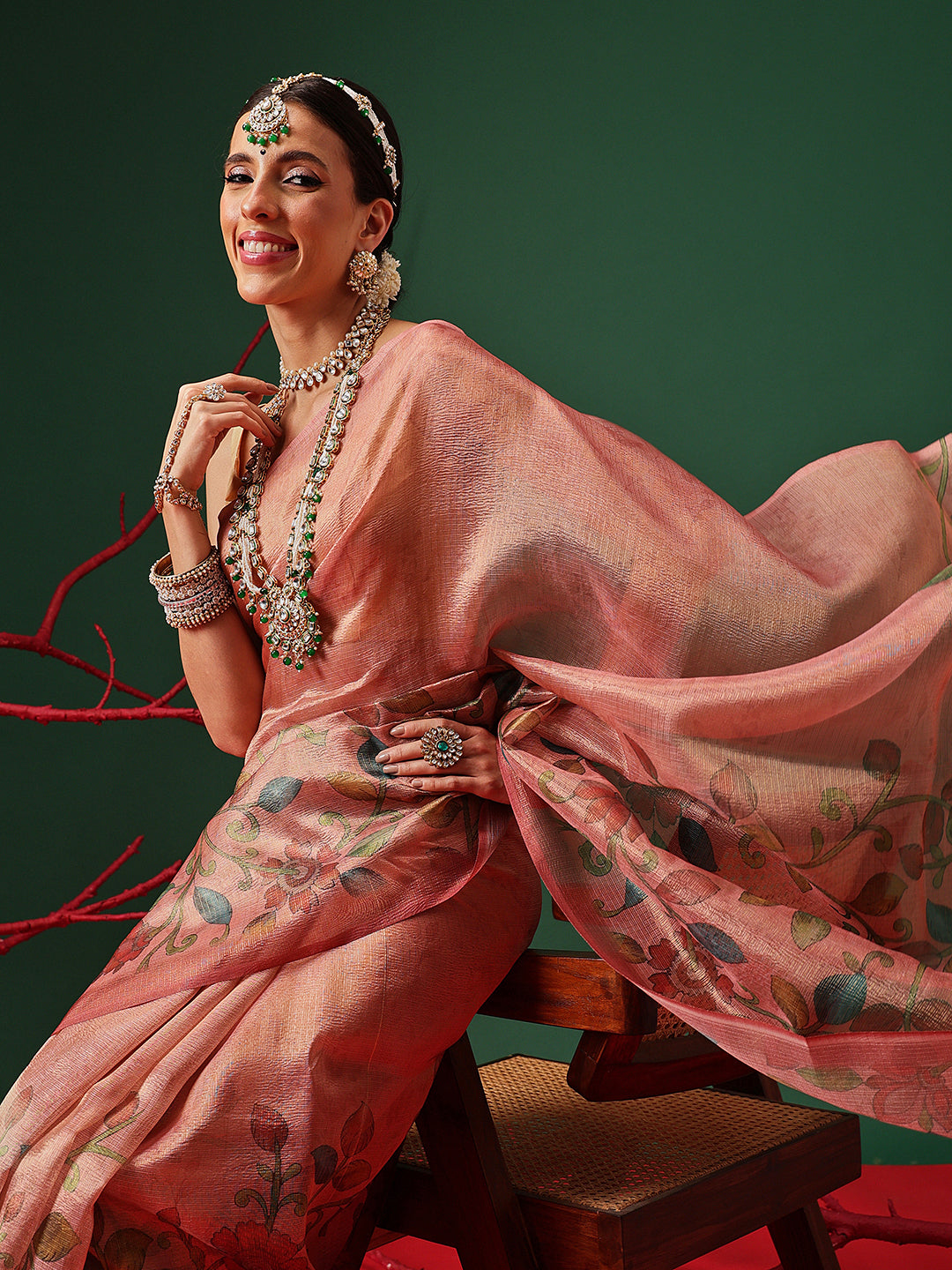 Lightweight Crush Tissue Saree with Matte Glow