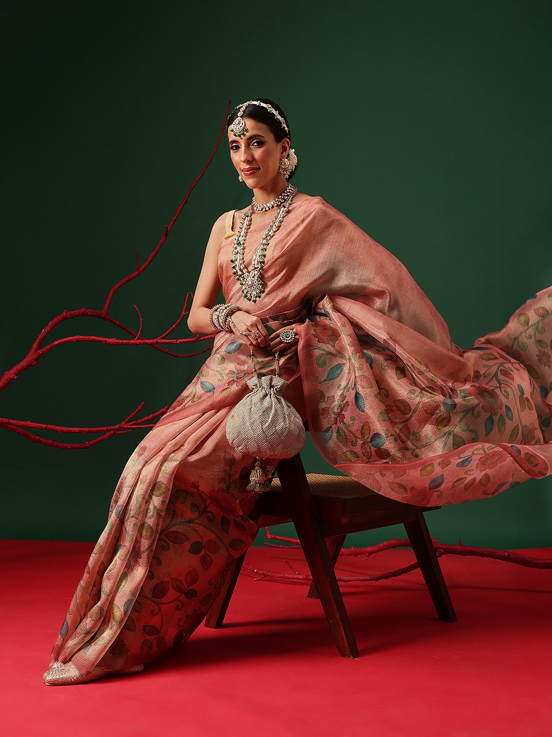 Lightweight Crush Tissue Saree with Matte Glow