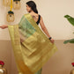 Warli Printed Crush Tissue Silk Saree With Small Border & Unstitched Blouse Piece