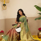 Warli Printed Crush Tissue Silk Saree With Small Border & Unstitched Blouse Piece