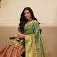 Warli Printed Crush Tissue Silk Saree With Small Border & Unstitched Blouse Piece