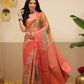 Warli Printed Crush Tissue Silk Saree With Small Border & Unstitched Blouse Piece