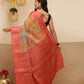 Warli Printed Crush Tissue Silk Saree With Small Border & Unstitched Blouse Piece