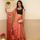 Warli Printed Crush Tissue Silk Saree With Small Border & Unstitched Blouse Piece