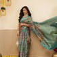 Warli Printed Crush Tissue Silk Saree With Small Border & Unstitched Blouse Piece