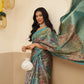 Warli Printed Crush Tissue Silk Saree With Small Border & Unstitched Blouse Piece