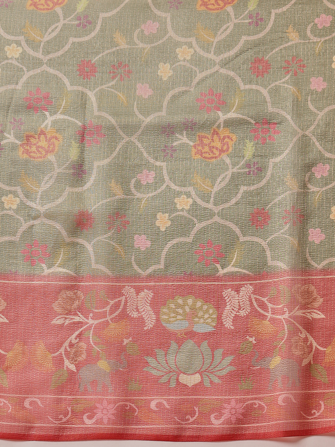 Natural Tone Crush Tissue Saree with Minimal Border