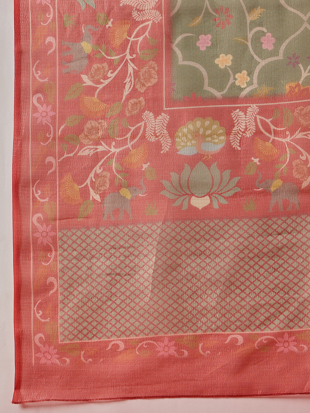 Natural Tone Crush Tissue Saree with Minimal Border