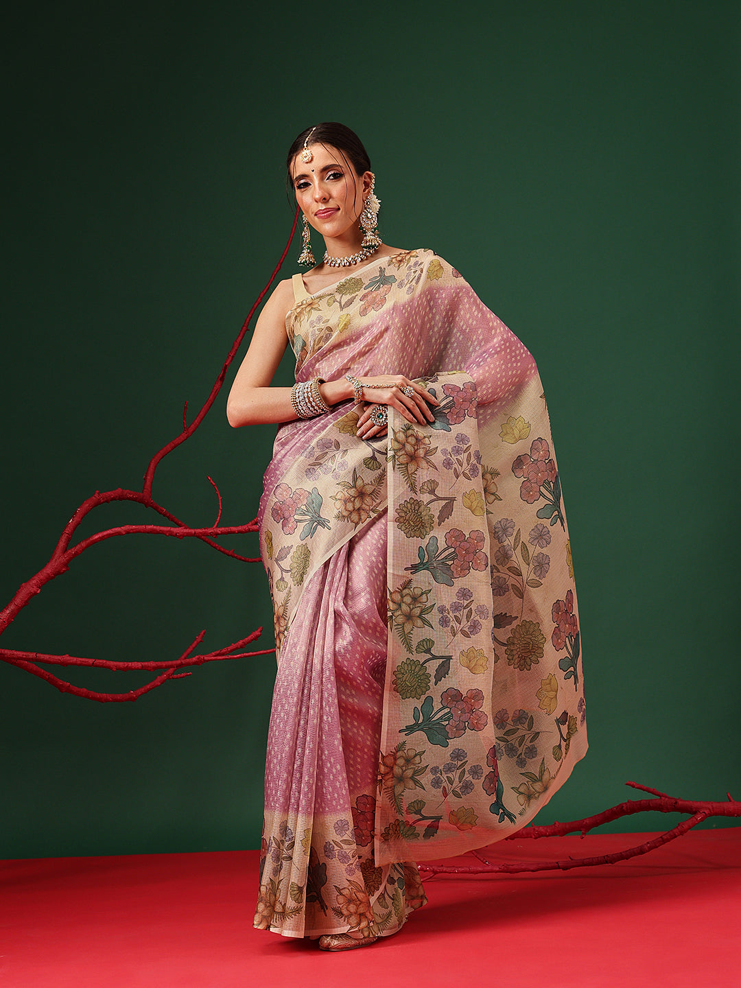 Lightweight Crush Tissue Saree with Matte Glow