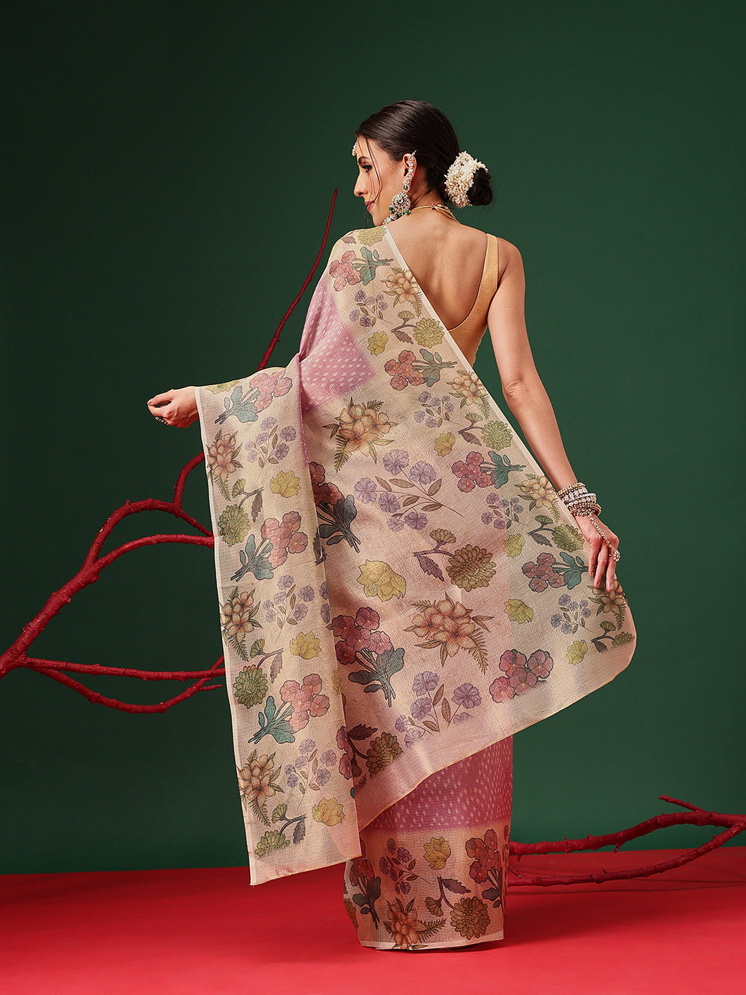 Lightweight Crush Tissue Saree with Matte Glow