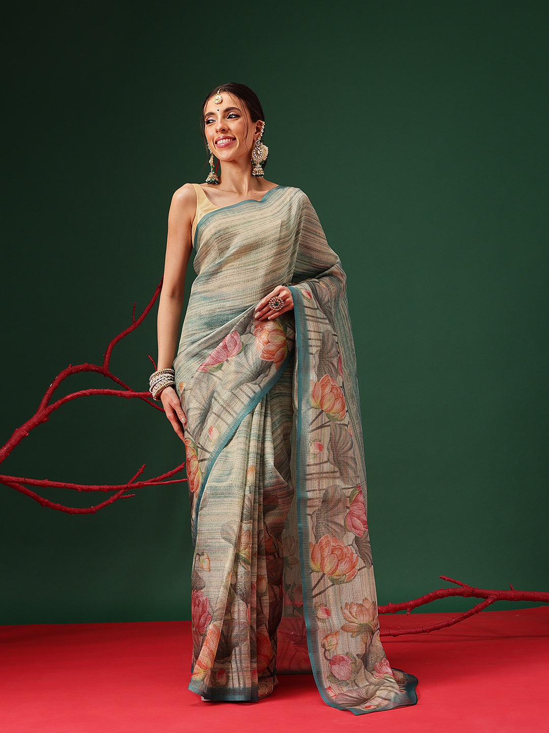Soft Crush Tissue Saree with Airy Drape