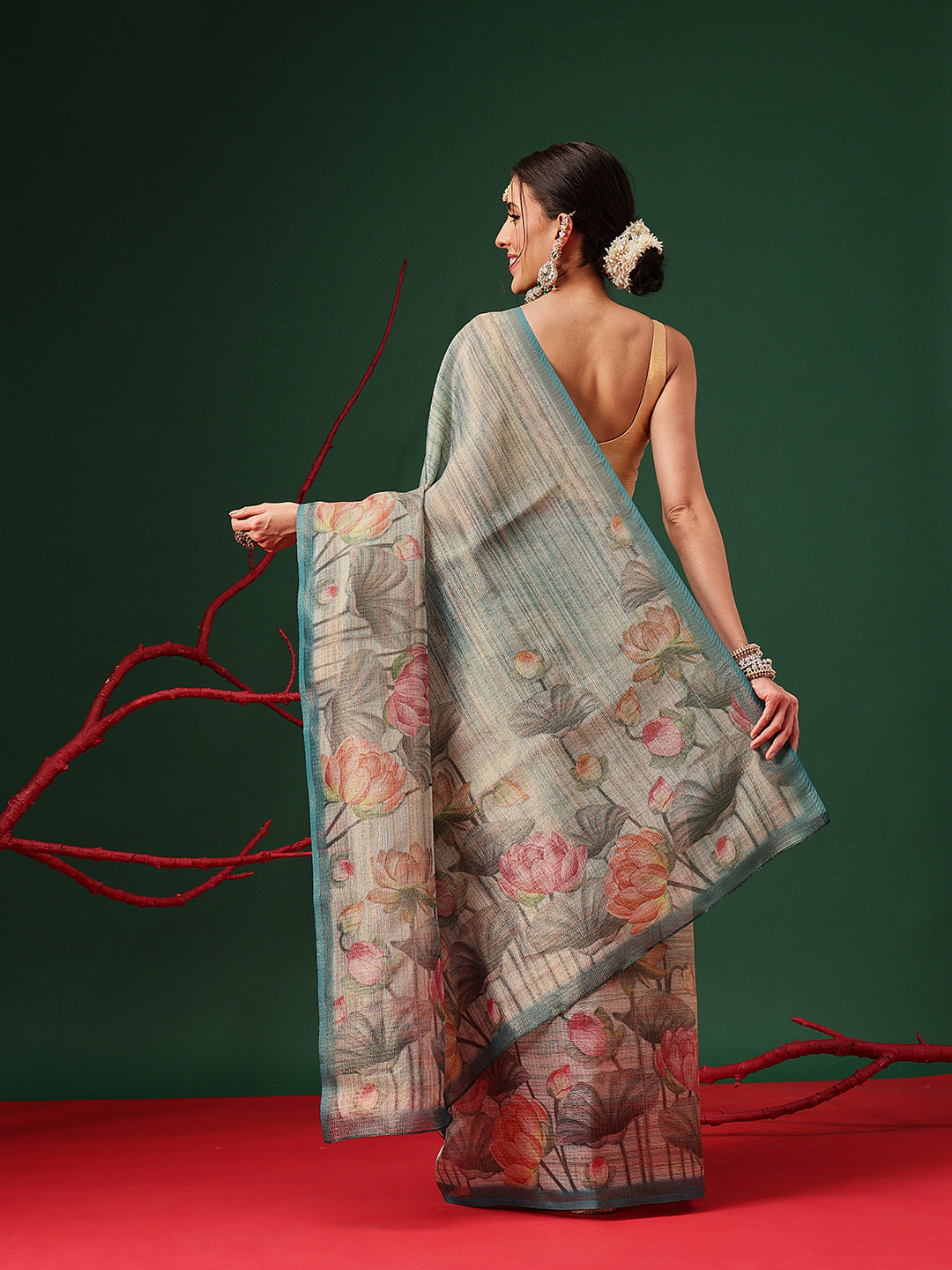 Soft Crush Tissue Saree with Airy Drape