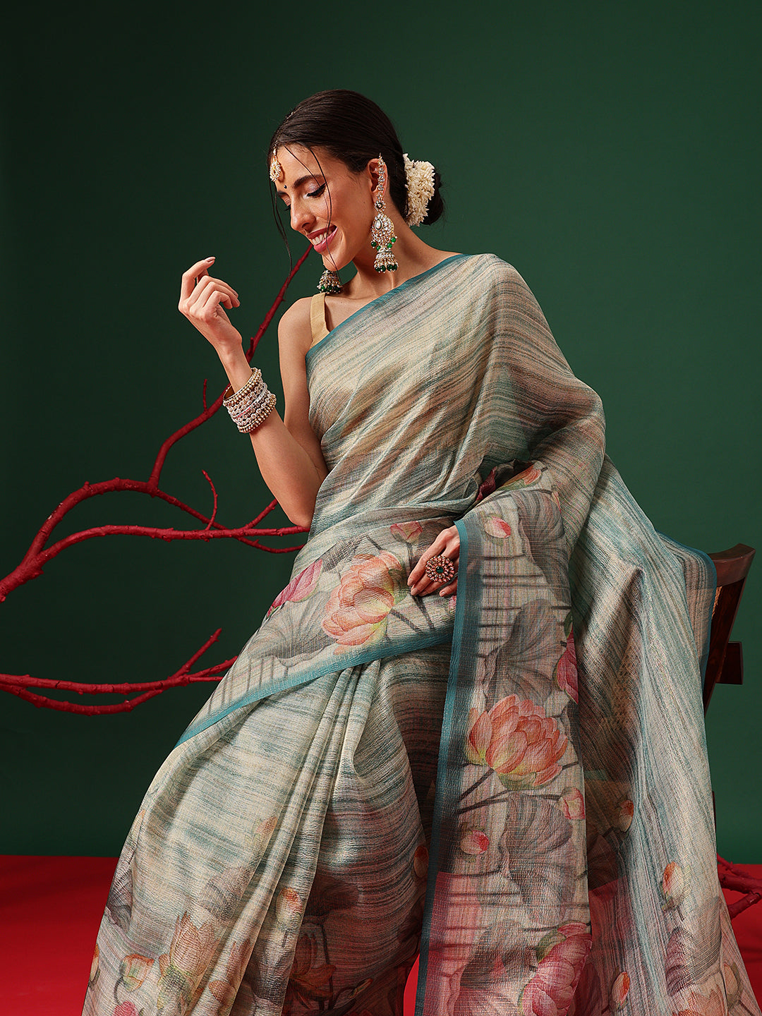 Soft Crush Tissue Saree with Airy Drape