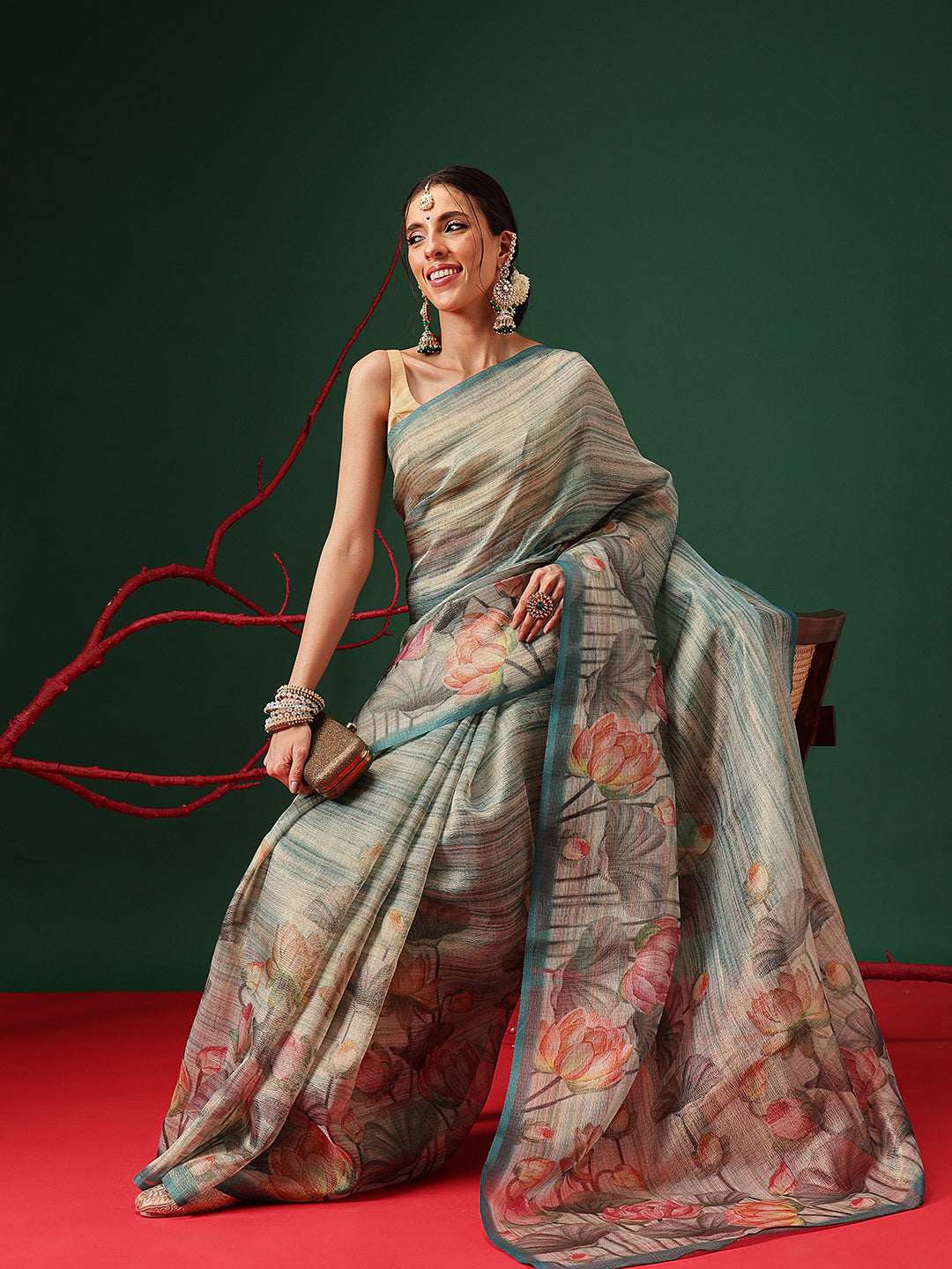 Soft Crush Tissue Saree with Airy Drape