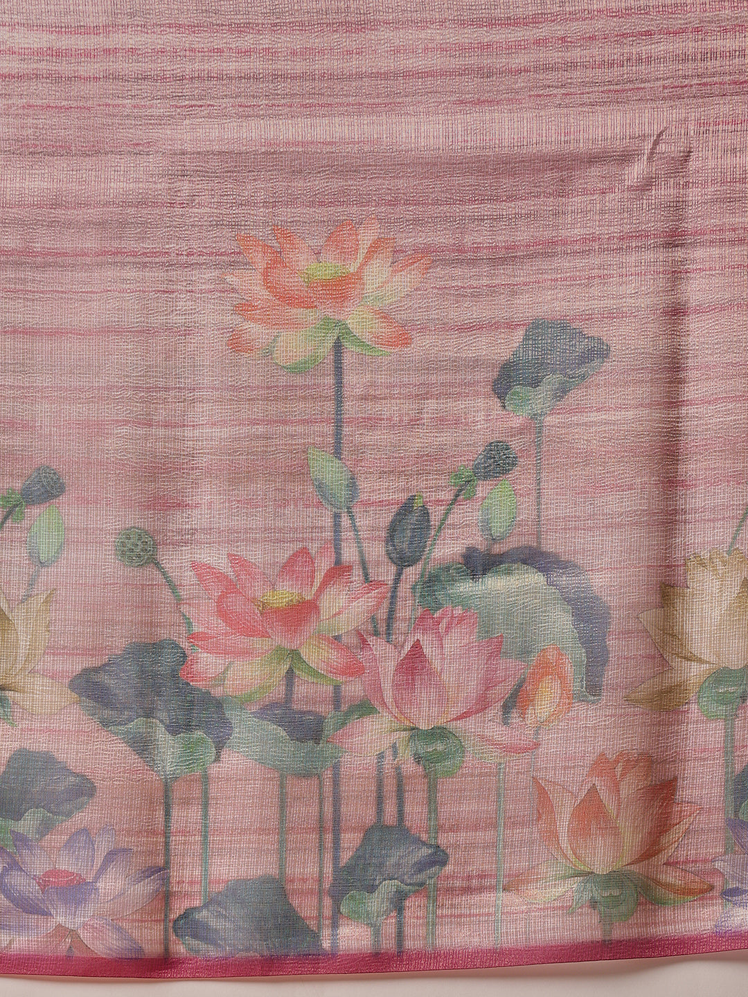 Natural Tone Crush Tissue Saree with Minimal Border