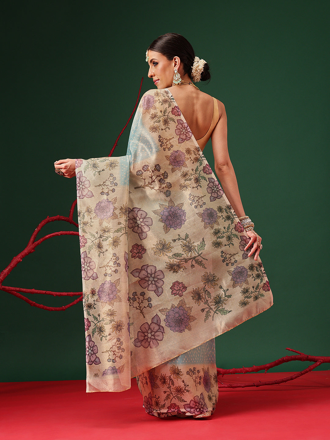 Lightweight Crush Tissue Saree with Matte Glow