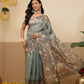 Digital Printed Lightweigth Crush Tissue Silk Saree With Unstitched Blouse Piece