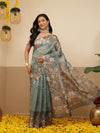 Digital Printed Lightweigth Crush Tissue Silk Saree With Unstitched Blouse Piece
