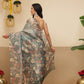 Digital Printed Lightweigth Crush Tissue Silk Saree With Unstitched Blouse Piece