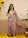 Digital Printed Lightweigth Crush Tissue Silk Saree With Unstitched Blouse Piece