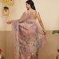 Digital Printed Lightweigth Crush Tissue Silk Saree With Unstitched Blouse Piece