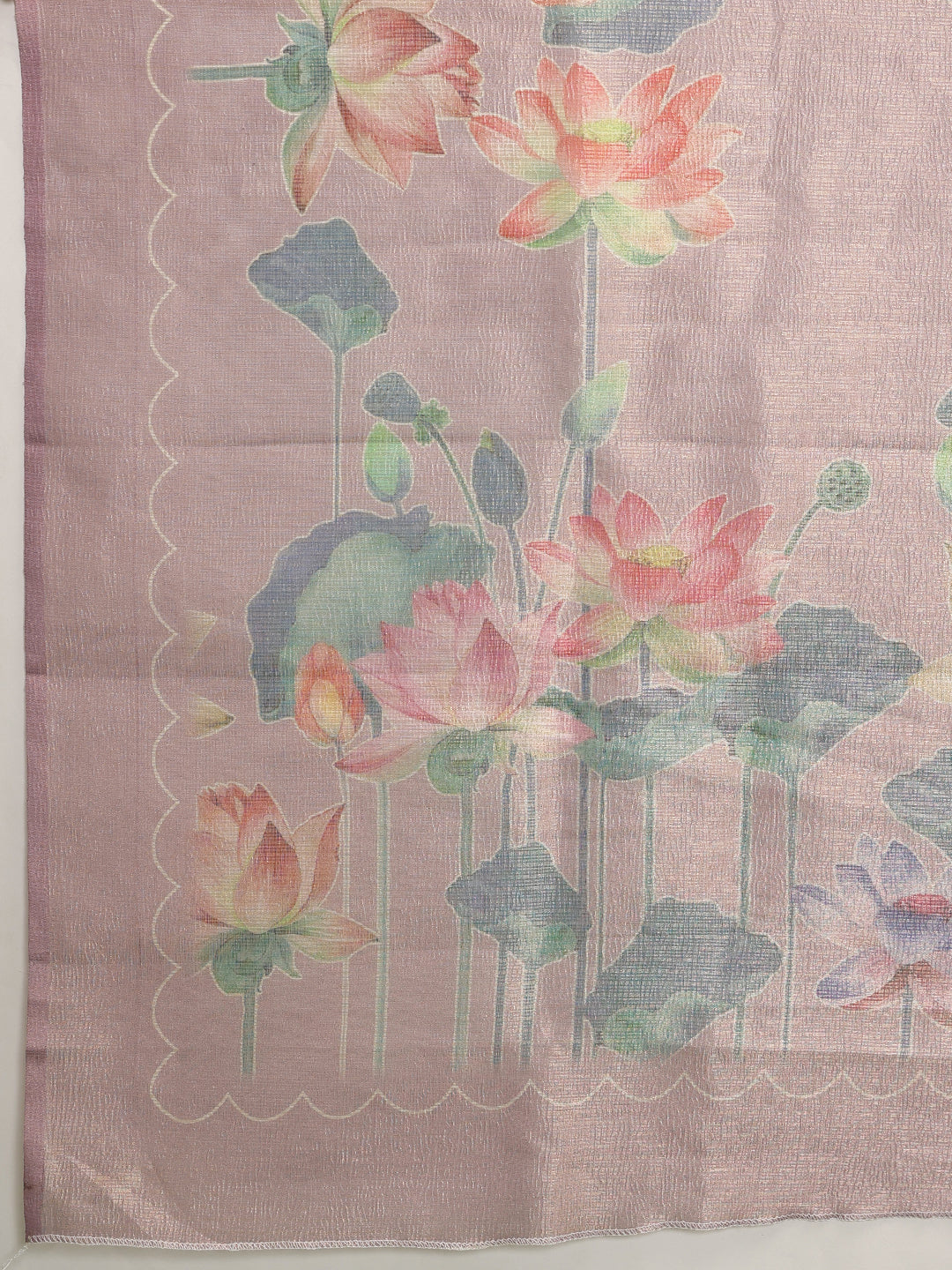 Digital Printed Lightweigth Crush Tissue Silk Saree With Unstitched Blouse Piece