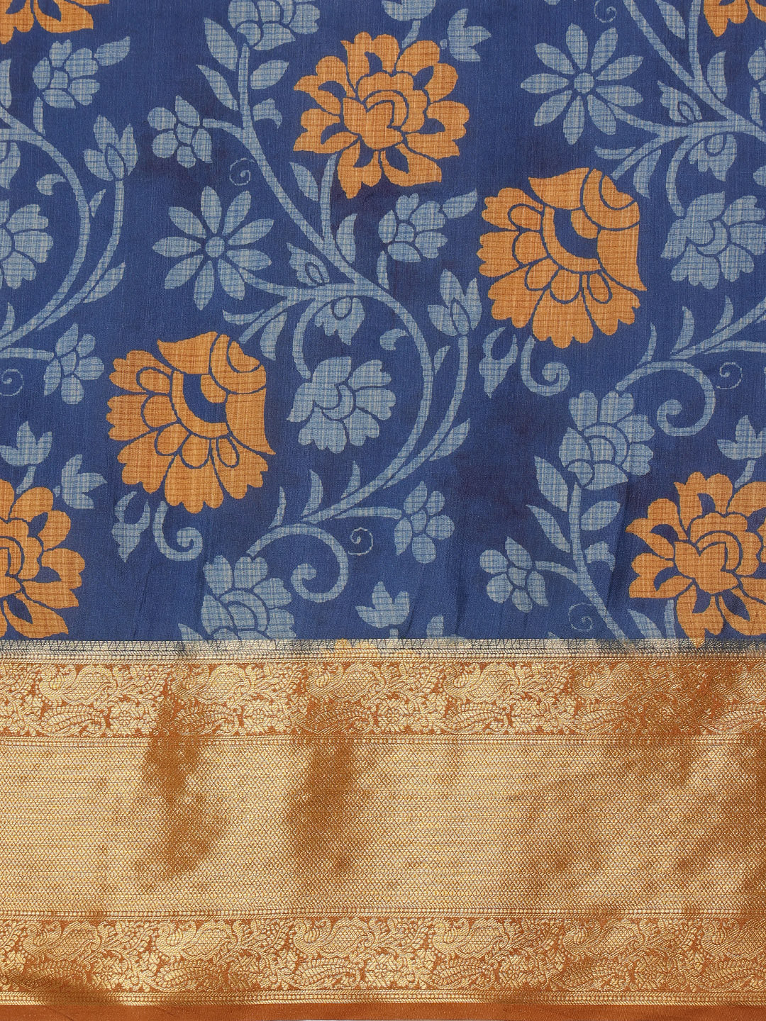 Kanjeevaram Pattu Zari Woven Border Floral Printed Saree