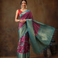 Kanjeevaram Pattu Zari Woven Border Floral Printed Saree