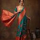Kanjeevaram Pattu Zari Woven Border Floral Printed Saree