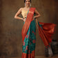 Kanjeevaram Pattu Zari Woven Border Floral Printed Saree