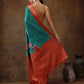 Kanjeevaram Pattu Zari Woven Border Floral Printed Saree