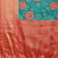 Kanjeevaram Pattu Zari Woven Border Floral Printed Saree