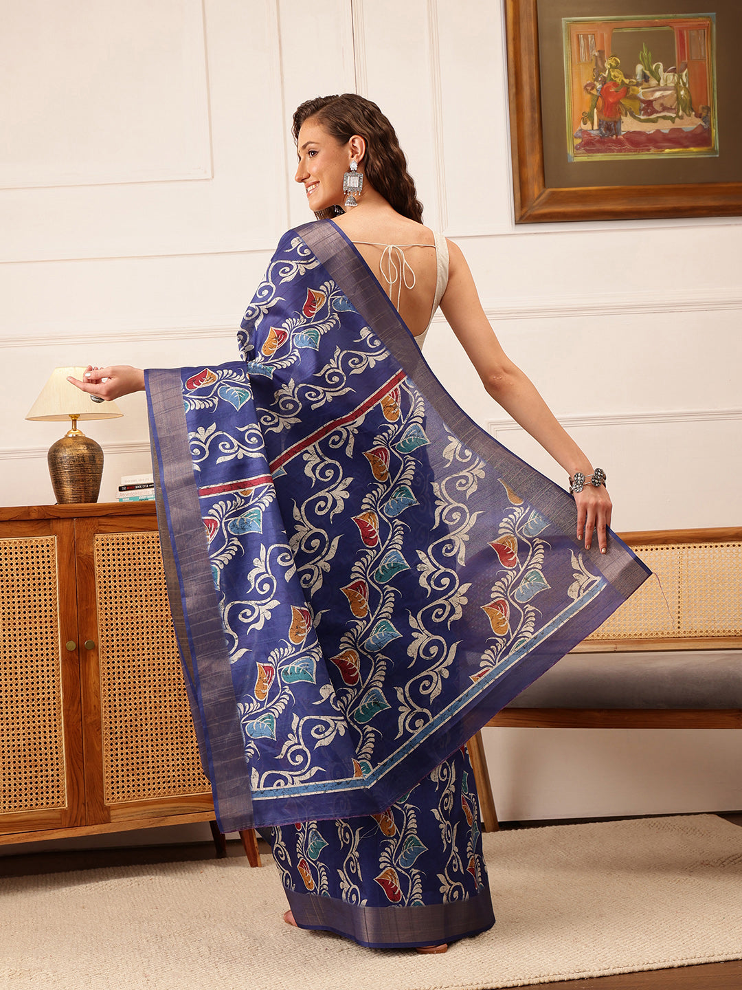 Traditional Women's Kotha Silk Bengali Style Digital Printed Saree