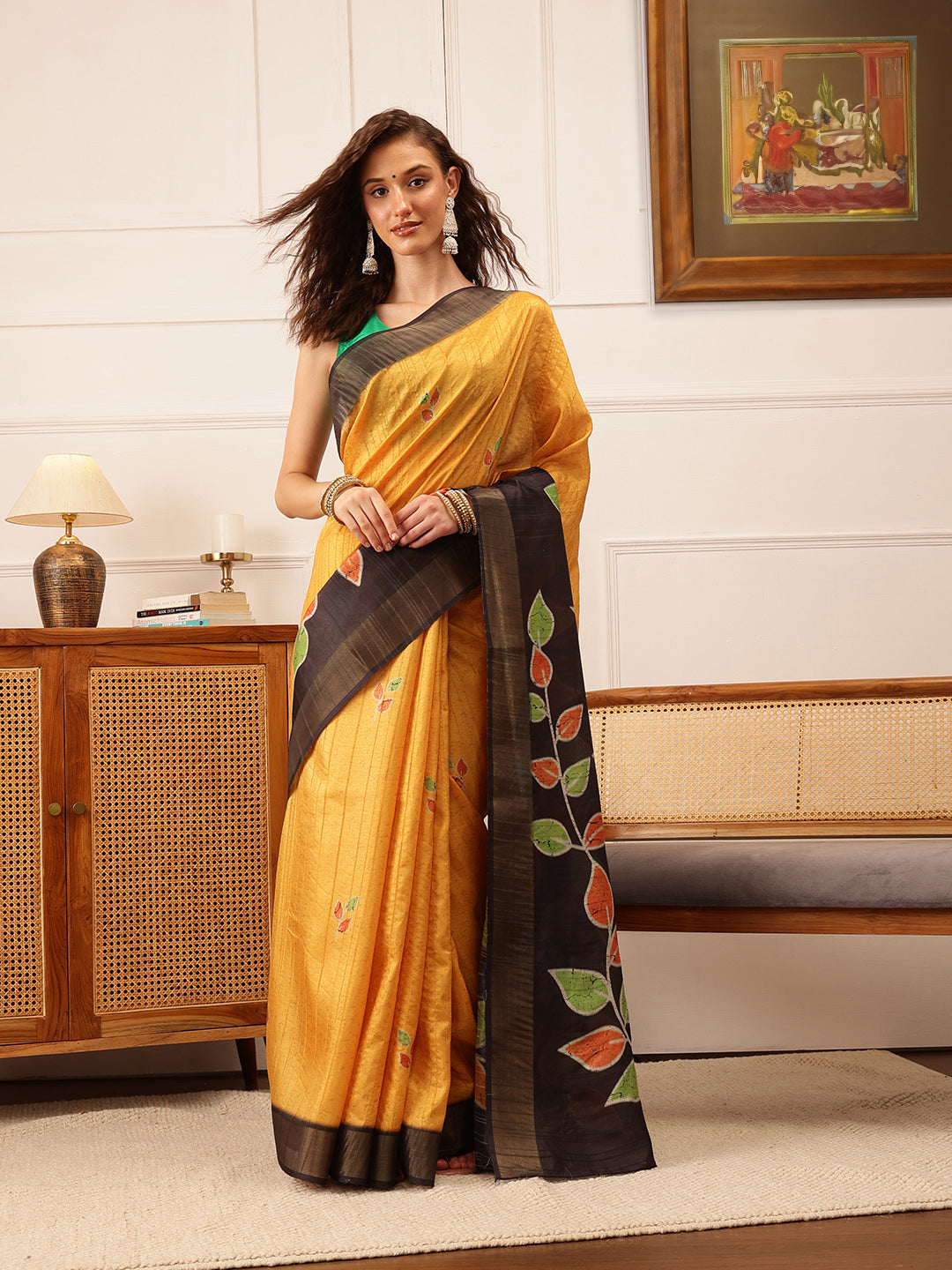 Traditional Women's Kotha Silk Bengali Style Digital Printed Saree