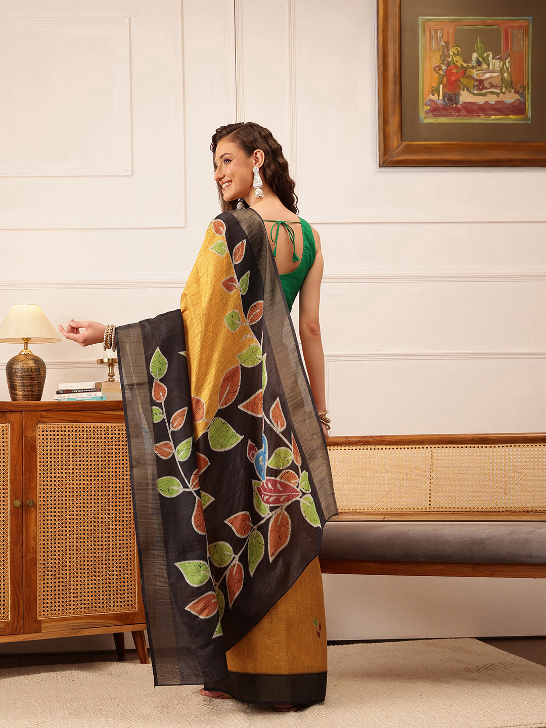 Traditional Women's Kotha Silk Bengali Style Digital Printed Saree