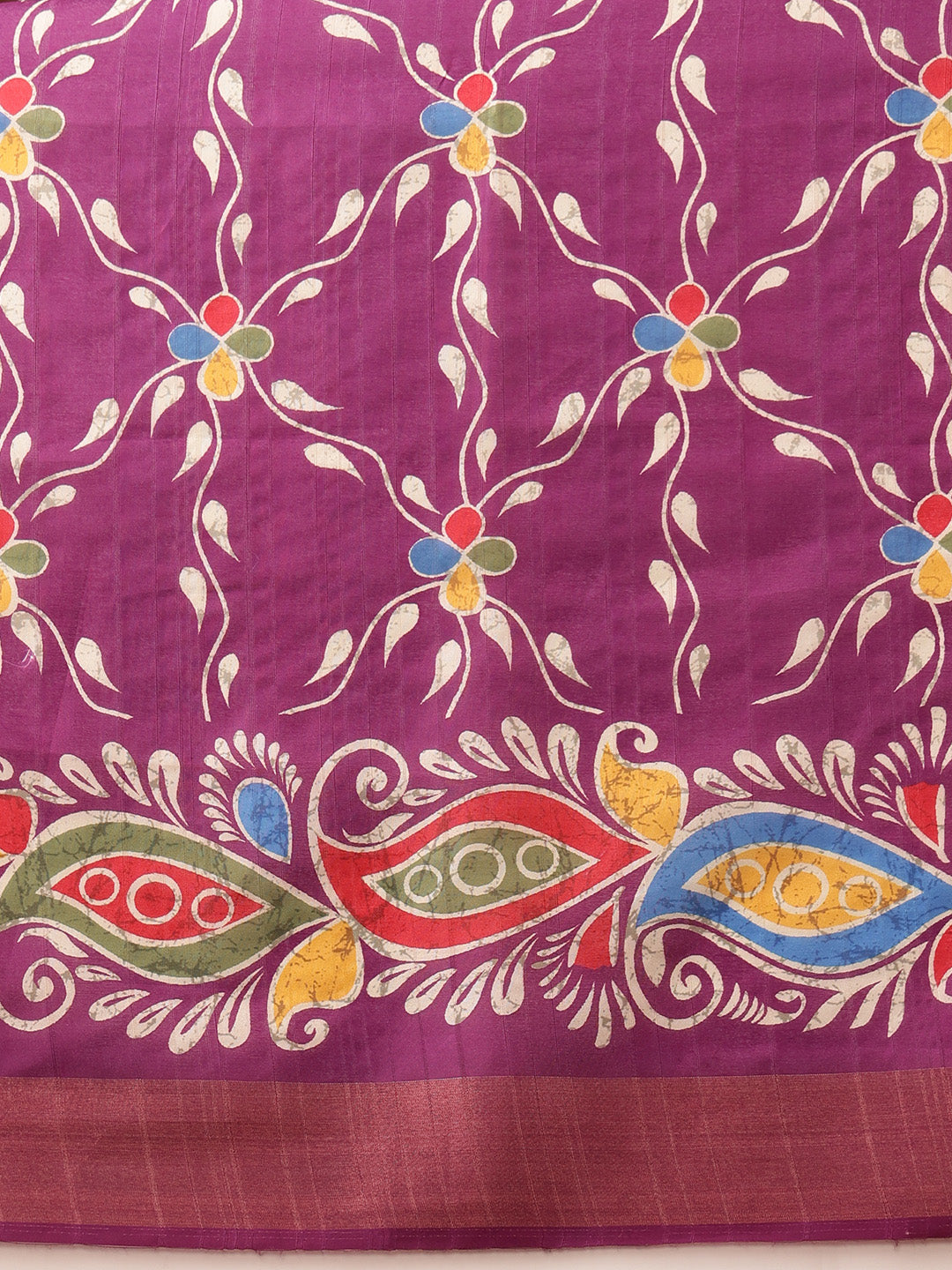 Traditional Women's Kotha Silk Bengali Style Digital Printed Saree