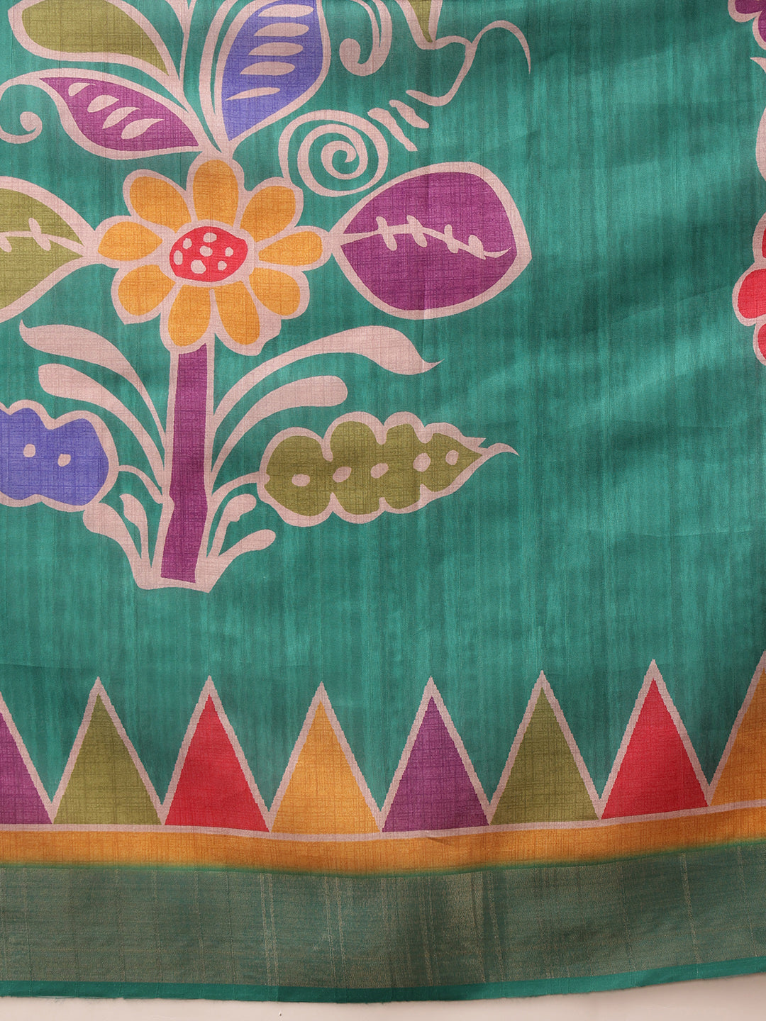 Traditional Women's Kotha Silk Bengali Style Digital Printed Saree