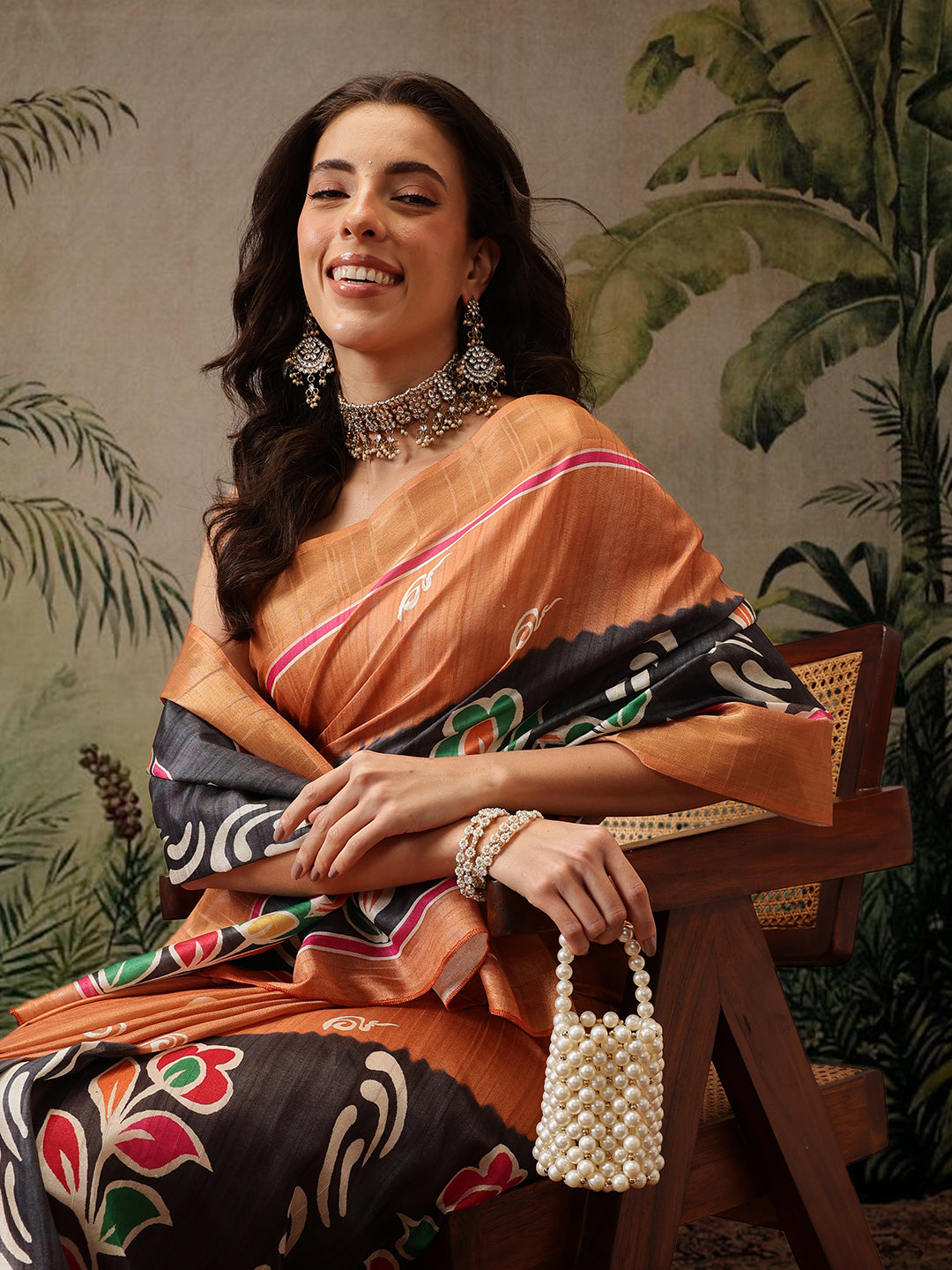 Women's Kotha Silk Bengali Style Digital Printed Saree