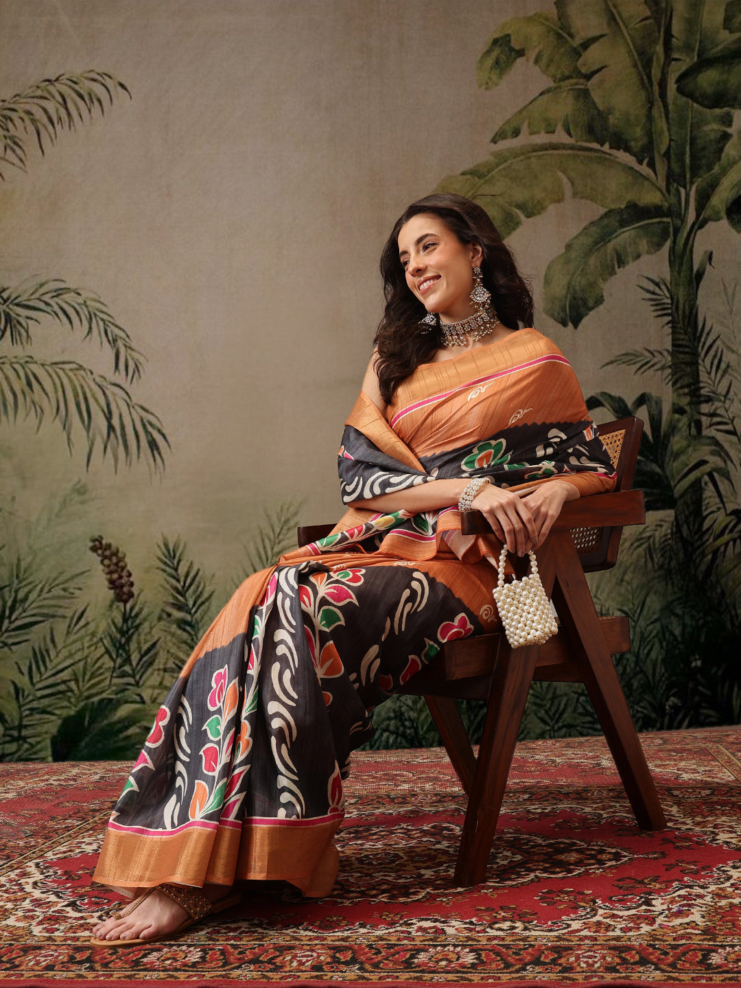 Women's Kotha Silk Bengali Style Digital Printed Saree