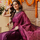 Violet Color Abstract Printed Satin Saree