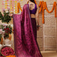 Violet Color Abstract Printed Satin Saree