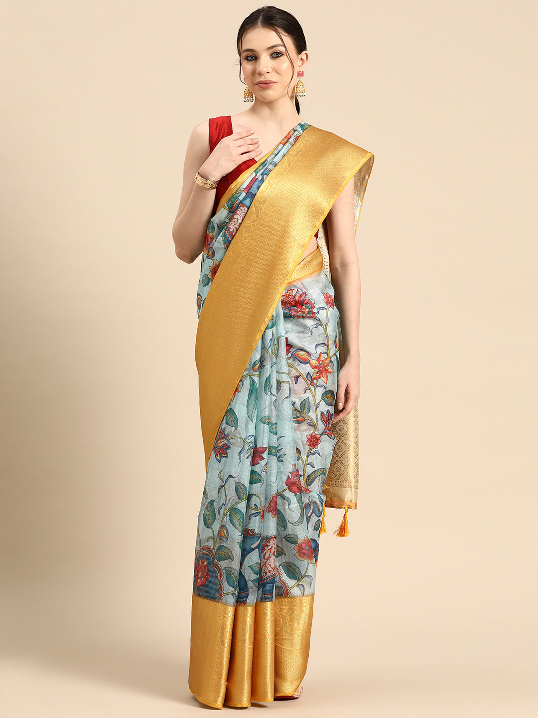 Women's Pichwai Muga Silk Digital Print Saree