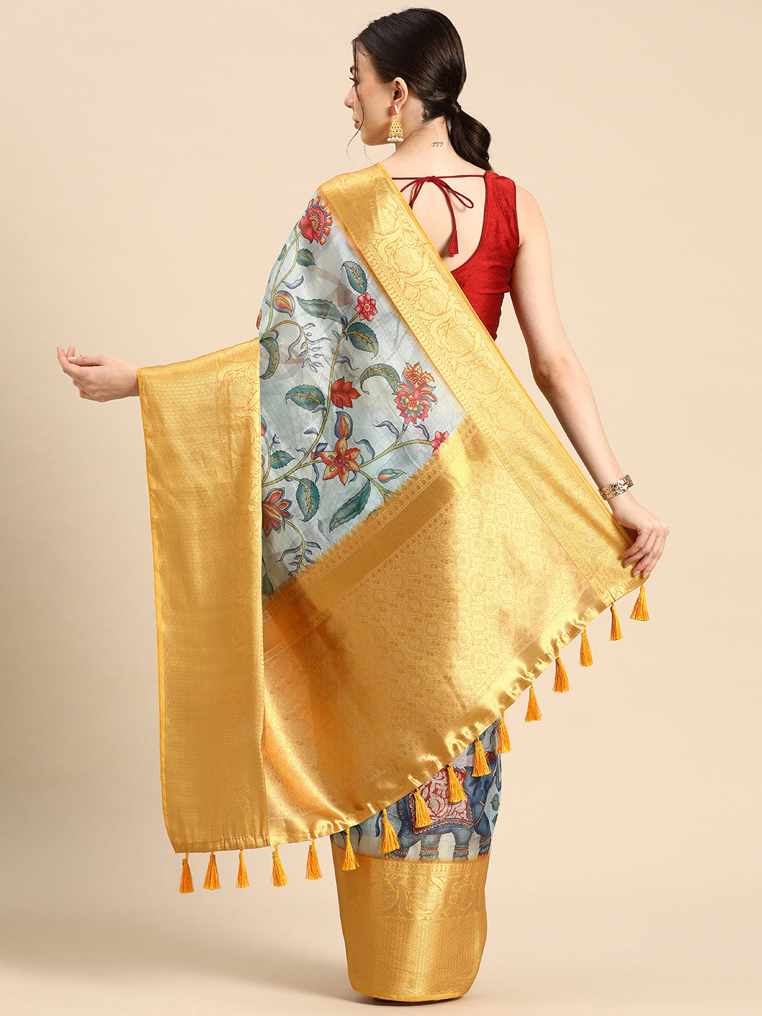 Women's Pichwai Muga Silk Digital Print Saree