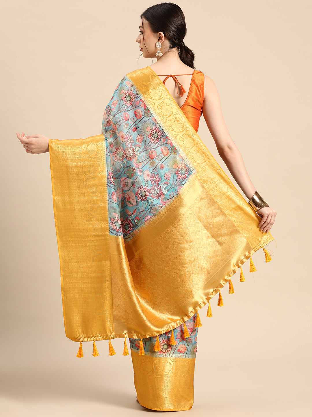 Women's Pichwai Muga Silk Digital Print Saree