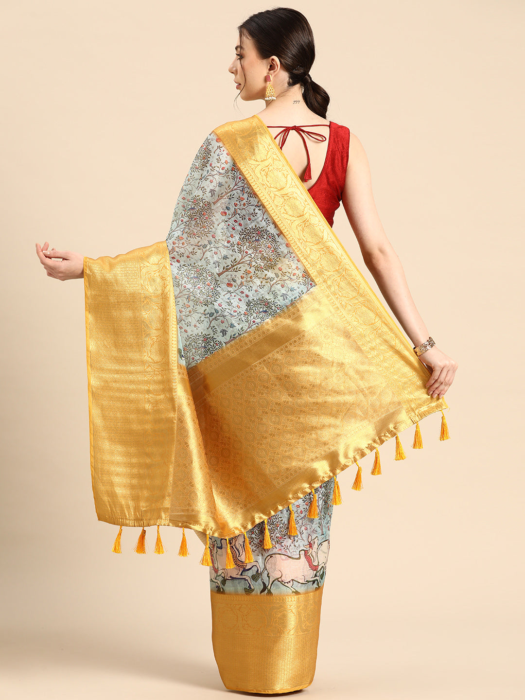 Women's Pichwai Muga Silk Digital Print Saree